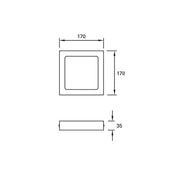 Ceiling Light Ip23 Easy Square Surface 170mm Led 10w 3000k White 874lm SKU: TC-0166-BLA - Toplightco