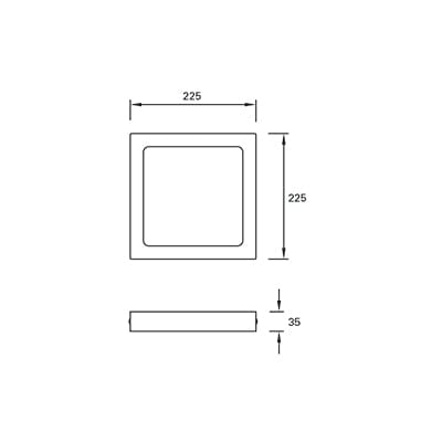 Ceiling Light Ip23 Easy Square Surface 225mm Led 15.5w 3000k White 1371lm SKU: TC-0168-BLA - Toplightco
