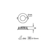 Downlight Ip44 Hide Led 6.5w 3000k White 394lm SKU: TC-0175-BLA - Toplightco