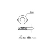 Downlight Ip44 Hide Led 9w 3000k White 592lm SKU: TC-0176-BLA - Toplightco