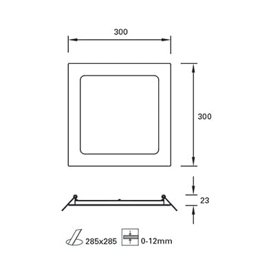 Downlight Ip23 Easy Square 300mm Led 19.7w 3000k White 1692lm SKU: TC-0212-BLA - Toplightco