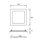 Downlight Ip23 Easy Square 300mm Led 19.7w 4000k White 1692lm SKU: TC-0213-BLA - Toplightco
