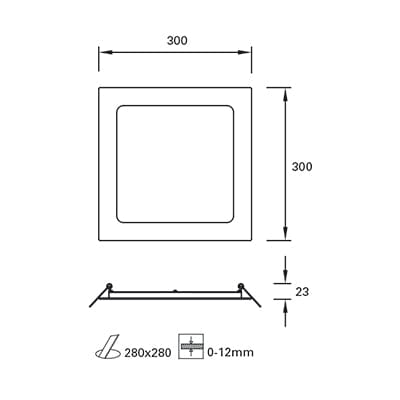 Downlight Ip23 Easy Square 300mm Led 19.7w 4000k White 1692lm SKU: TC-0213-BLA - Toplightco