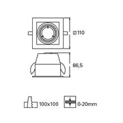 Downlight Ip23 Cardan Simple Gu10 8w White 857lm SKU: TC-1400-BLA - Toplightco