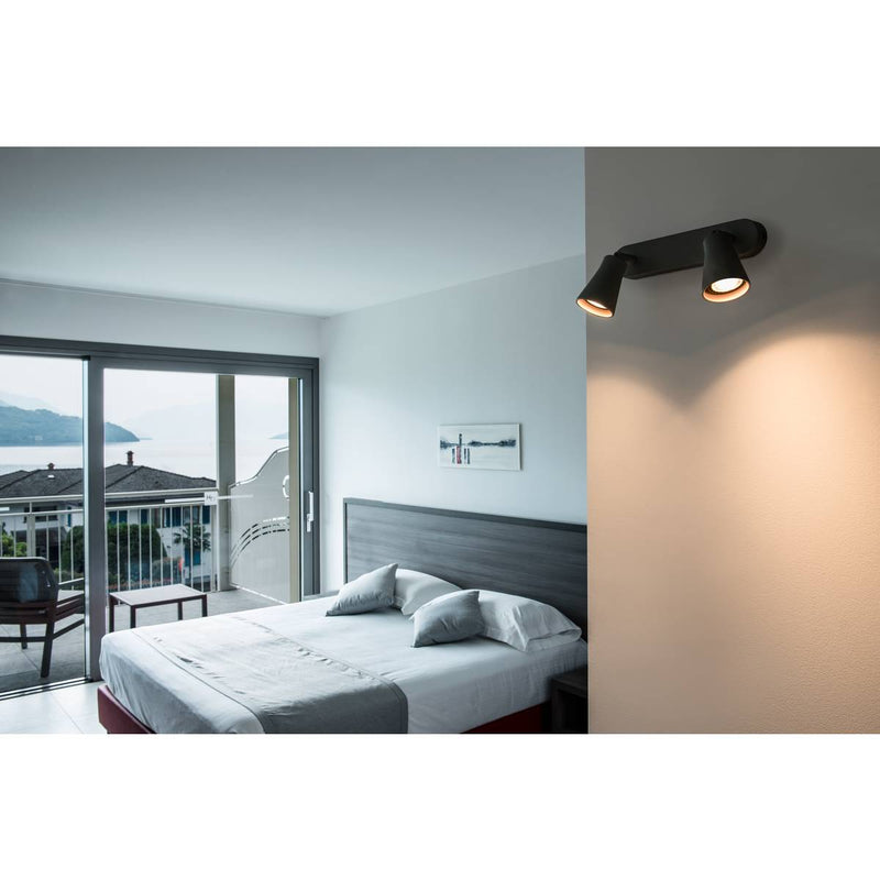 SLV 1000889 AVO CW Double, Indoor surface-mounted wall and ceiling light, GU10, black, max. 50W - Toplightco