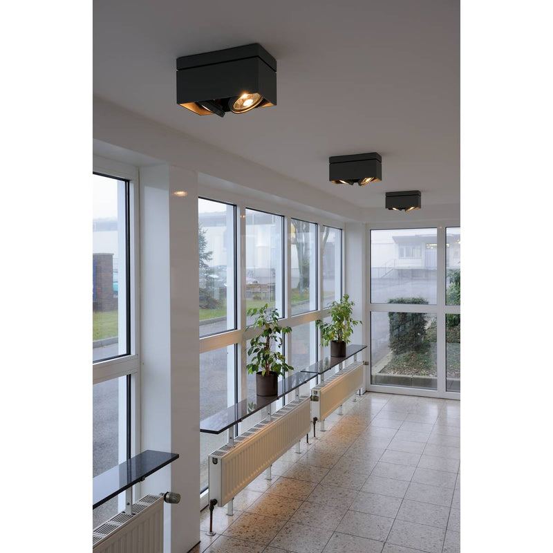 SLV 117110 KARDAMOD SURFACE SQUARE ES111 DOUBLE ceiling light, square, black, 2xGU10, max. 2x75W - Toplightco