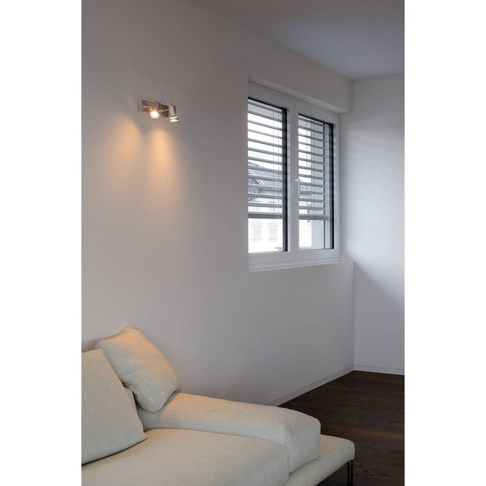SLV 147442 ASTO II wall and ceiling light , alu brushed, 2x GU10, max. 2x 75W - Toplightco